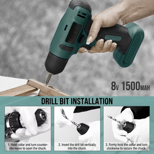 8V Lithium Cordless Drill Driver Kit With Bits <b>Set</b> For Home Maintenance - Product Image 4