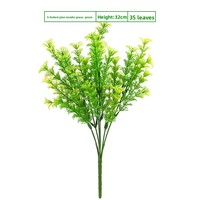 Miaolv Fleurs artificielles en plastique à 5 branches, type aiguilles de pin, 32 cm, 35 feuilles, arrangement de verdure décoratif mural