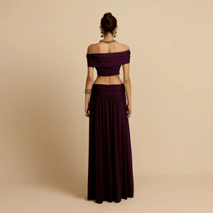 Bekleidungs hersteller Off Shoulder Fitted Tops Rüschen Maxi Langer Rock 2-teilige Damen-Sets - Product Image 6