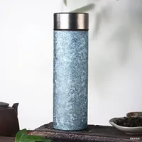Bouteille isotherme en titane à double paroi avec infuseur à thé intégré, légère, 450 ml, en titane pur, mini-bouteille d'eau pour thé