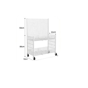 Carrito de Venta Móvil Plegable Ray, Carro Metálico con Estantes de Exhibición, Estantes de Rejilla Móviles para <span class=keywords><strong>Ropa</strong></span> y Puestos de Venta - Product Image 5