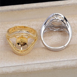 S925 18K Gold Plated DIY Ring Accessories JG5448 <b>Concealer</b> Empty Support with Pearl 3mm Silver Bottom Ring - Product Image 2