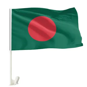 Hoge Kwaliteit Outdoor Autoruit Vlag 100% Polyester Met Stand Bangladesh Auto Vlag Aangepaste