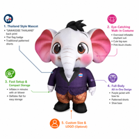 Mascotte géante gonflable en tissu durable de qualité commerciale, motif éléphant de dessin animé, sur mesure pour événements de grand ouverture