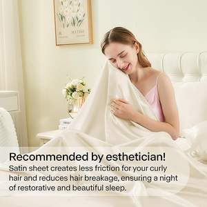 <span class=keywords><strong>Beige</strong></span> 4 piezas de lujo suave y sedoso sábanas juegos de cama de satén con 1 sábana bajera de bolsillo profundo 1 sábana plana y 2 fundas de almohada - Product Image 4