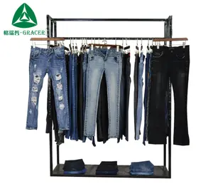 Cheap fashion second hand clothing jeans pant for ladies used clothes singapore