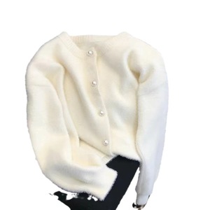 Cardigã Feminino de Tricô Felpudo Oversized Cropped Grosso de Visom Sintético para Outono Inverno - Casaco Aconchegante para Lazer - Product Image 5