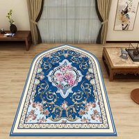 Tapis de prière musulman lavable en velours flanelle imprimé, tapis de prière islamique, tapis de mosquée