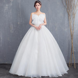 AL1096 2025 Nouvelle Robe de Mariée à Taille Haute, Bustier Blanc Simple, Épaule Dénudée, pour Réception de Mariage avec Décoration en Cristal, Très Belle - Product Image 6