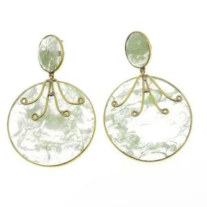 Boucles d'oreilles pendantes en verre craquelé Aqua, plaquées or, faites à la main, tendance, pour mariage, anniversaire, fête, fiançailles, cadeau - Product Image 4