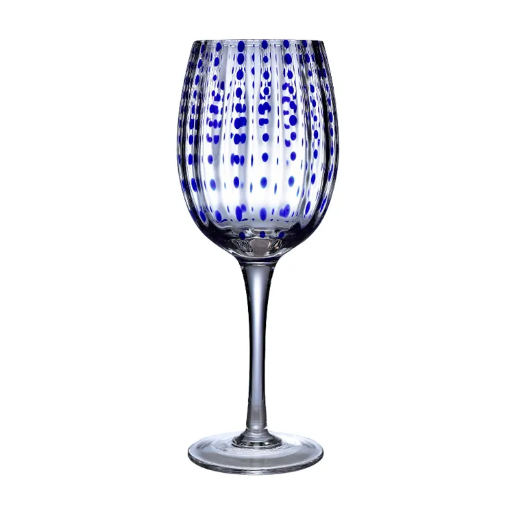 Venta al por mayor 400ml de alta calidad sin plomo personalizado soplado a mano claro copa de vino tinto copa de vidrio de arcilla copas de vino