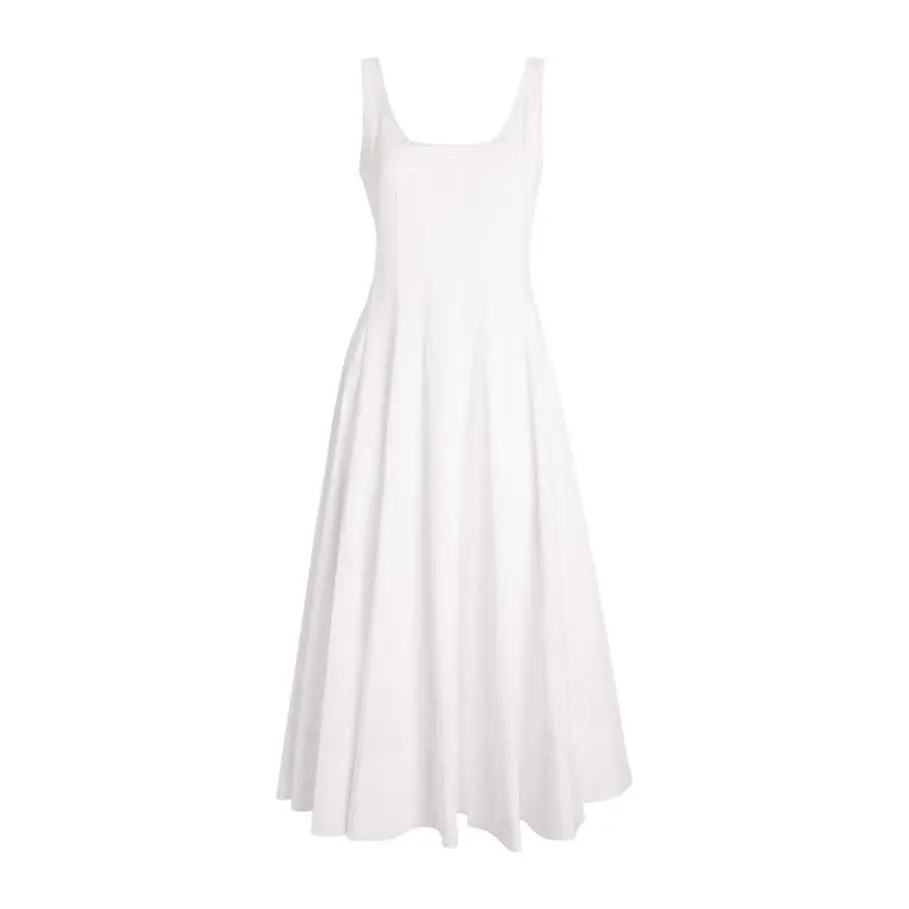 Kadınlar beyaz omuzsuz yok dekorasyon A-line Spandex veya Modal Maxi elbise