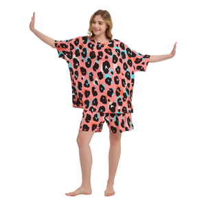 Conjunto de Pijama de Bambú para <span class=keywords><strong>Mujer</strong></span>, Tallas Grandes, Largo hasta la Rodilla, Transpirable, de Secado Rápido, para Primavera/Verano, Fabricación OEM - Product Image 3