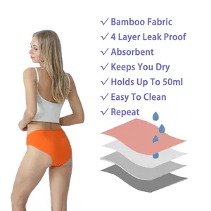 Grosir celana dalam periode untuk dewasa celana dalam Bikini untuk orang dewasa celana dalam anti bocor serat bambu penyerap ramah lingkungan