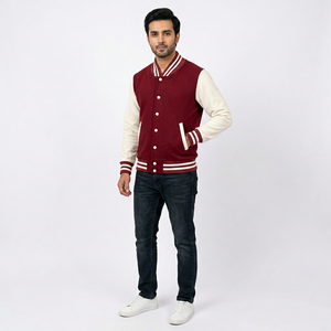 <b>Men's</b> Best Quality Custom Colors Canvas Stand Collar <b>Long</b> Adult Size Varsity <b>Jacket</b> New CollegeBaseballjacket <b>for</b> <b>men</b> - Product Image 1