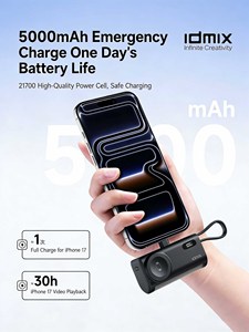 IDMIX Mini Capsule Power <span class=keywords><strong>Bank</strong></span> 5000mAh avec câble intégré Chargeur portable avec charge sans fil pour <span class=keywords><strong>Apple</strong></span> <span class=keywords><strong>Watch</strong></span> et iPhone - Product Image 4