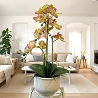 Orchidées artificielles jaunes écologiques en vrac fabriquées à la main plantes en pot pour le hall d'hôtel de luxe touche de mariage réaliste