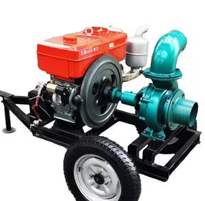 Máy Bơm Hỗn Hợp Ngang Thoát Nước Tưới Tiêu Nông Nghiệp Tự Động Máy Bơm Nước Diesel Có Bánh Xe