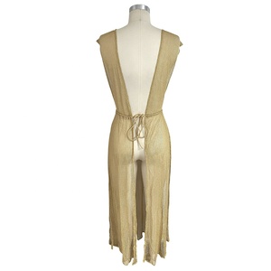 Costume da bagno in rete copri costume da bagno con scollo a v profondo costume da bagno da spiaggia BEIGE rosso da donna - Product Image 6