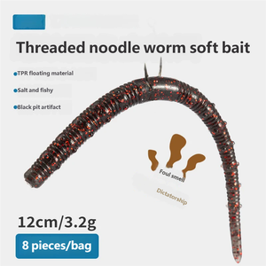 Paquete de 8 Señuelos de Gusano de Cola Recta Flotantes de 12 cm, Cebo Suave de Silicona para Pesca en Agua Salada, para Pesca de Lucioperca y Bagre, Sin Anzuelos - Product Image 5