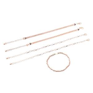 Fashion Chain Link <b>Bracelets</b> Rose Gold Plated Alloy Women's Trendy Plant Pattern 5 Piece <b>Set</b> - Product Image 5