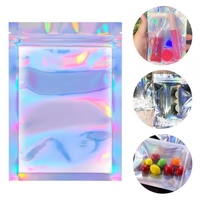 Sac en plastique Mylar transparent holographique personnalisé, refermable, anti-odeur, petit format, avec fermeture éclair, pour l'emballage alimentaire et les snacks - Offre Spéciale