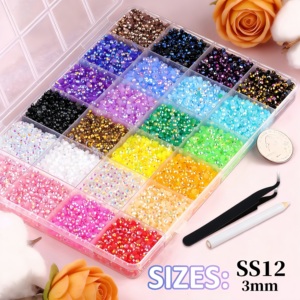 Piedras de Estrás para Decoración, Gemas Multicolores de 3mm con Reverso Plano para Arte con Diamantes, Kit de Decoración con 3 Piezas de Pegamento para Joyería B7000 de 10ml - Product Image 4