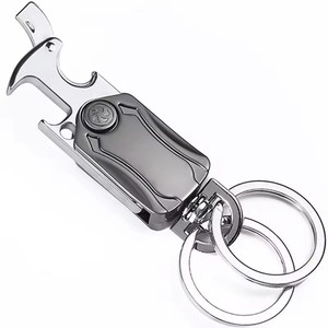 Móc chìa khóa với 2 vòng chìa khóa chai bia Mở Con dao nhỏ 360 xoay quay xe Keychain 2 Keyring cho nam giới phụ nữ Quà Tặng - Product Image 1