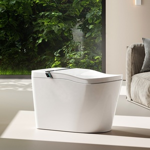 WC monobloc intelligent à double chasse, design moderne, cuvette en céramique, forme ronde créative Little Planet, automatique, à poser au sol - Product Image 3