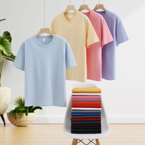เสื้อยืดสตรีทแวร์ผ้าคอตตอนหนานุ่มทรงโอเวอร์ไซส์สำหรับผู้ชาย สีขาวล้วน แบบถัก  รับสกรีนโลโก้ - Product Image 1