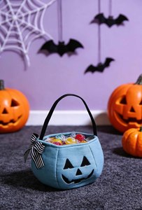 Sacs à bonbons d'Halloween en forme de <span class=keywords><strong>citrouille</strong></span>, paniers de bonbons pastel Jack-o'-lantern avec nœud en ruban, seaux à bonbons d'Halloween pour enfants - Product Image 5