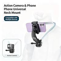 2026 Universal 2 in 1 Penyangga Ponsel Leher untuk Kamera Aksi Kompatibel dengan iPhone Huawei Fotografi Perspektif Orang Pertama