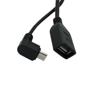 Kabel Data USB A Female ke Micro USB Sudut Kanan PVC Hitam Pabrik Cina