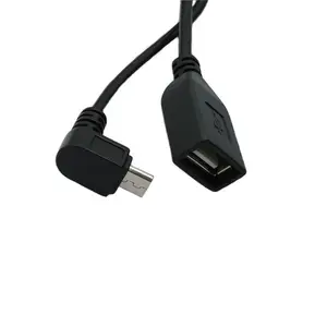 Câble de données USB A femelle à Micro USB à angle droit en PVC noir d'usine en Chine