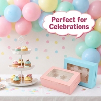 Boîte de transport pour 6 cupcakes avec fenêtre transparente, emballage en papier pour pâtisseries, avec insert pour pâtisseries, biscuits, desserts de fête