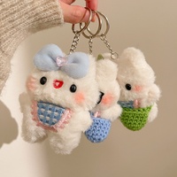 Porte-clés en peluche lapin mignon super doux style dessin animé, pendentif décoratif kawaii pour sacs à dos et clés