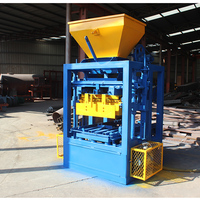 Machine à Fabriquer des Blocs Qt4 24 Semi-Automatique Creux en Ciment Béton pour Briques Emboîtables, Machinerie Max Jaune Espagne Bleu