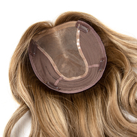 Topper de cheveux humains russes 100% vierges 6x7, densité 150%, blond bouclé avec base mono en dentelle, ondulé, pour femmes blanches