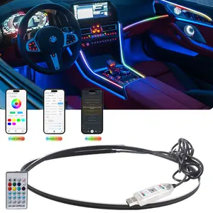 Controle de Aplicação de Acessível Universal RGB LED Automotivo Decorativo Atmosfera Luz Interior Acrílico Strip Light