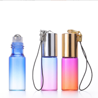 Flacon vide en verre dégradé fantaisie de 1 ml, 2 ml, 3 ml, 5 ml, 10 ml pour parfum ou huile essentielle avec bille roulante en acier et porte-clés
