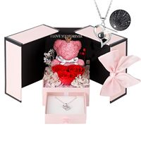 Nieuwe Ideeën 2024 Valentijnsdag Modieuze Exquise Katoenen Eeuwige Rozen Schattige Beer Ketting Cadeaus Vrouwen Meisjes Trending