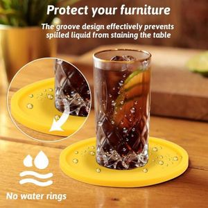 Ww520 Printed Logo 3D Pattern Round Silicone for Drink Cup Mat Set Soft Pvc Rubber Coaster Custom Promotional Gifts - Product Image 5