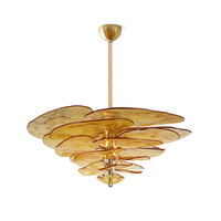 Lustre LED moderne en verre rouge à fleurs, 2700K, blanc chaud doux, pendentif créatif en forme de pétale, pour salle à manger, chambre, salon, art