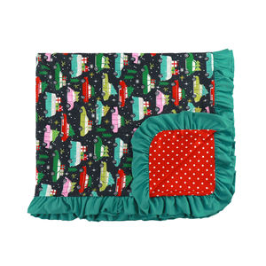 OEM-mantas con estampado de <span class=keywords><strong>toro</strong></span> para bebé recién nacido, manta portátil para bebé, manta con volantes minky unisex - Product Image 5