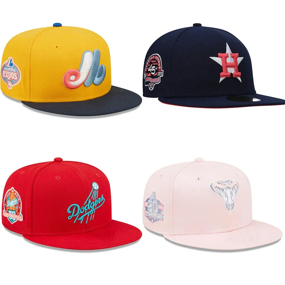 New Flat Brim Gorras Sports Baseball Cap Fitted Hats Plain Custom Logo Snapback fitted cap Men Custom Embroidery Logo