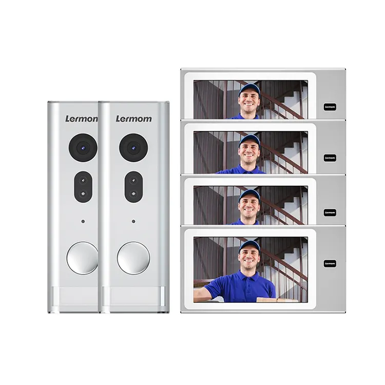 Lermom 720P video doorbell 4 wired video door phone commax intercom phone system household doorbell for Villa