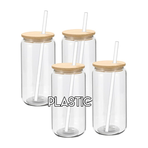 Miễn phí vận chuyển USA kho RTS 50 cái/trường hợp 16oz rõ ràng nhựa drinkware Tumbler với Acrylic Nắp UV dtf Vinyl rơm cho bia có thể - Product Image 6
