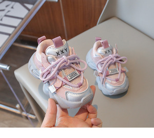 Vente en gros de baskets pour enfants, filles et garçons, semelle en caoutchouc, maille respirante, chaussures décontractées à lacets, taille 22-37 - Product Image 6