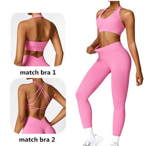 Leggings de yoga sans couture à dos en V, taille haute, avec ourlet froncé, leggings de sport pour soulever les fesses, leggings athlétiques, leggings de fitness, leggings d'entraînement - Product Image 4