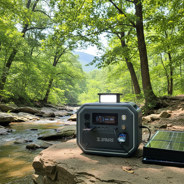 SAMAS N052 2400W Portable Station Solar Panel Generator LiFePO4 Battery Pure Sine Wave 2048Wh Hyper Flash Charging Outdoor